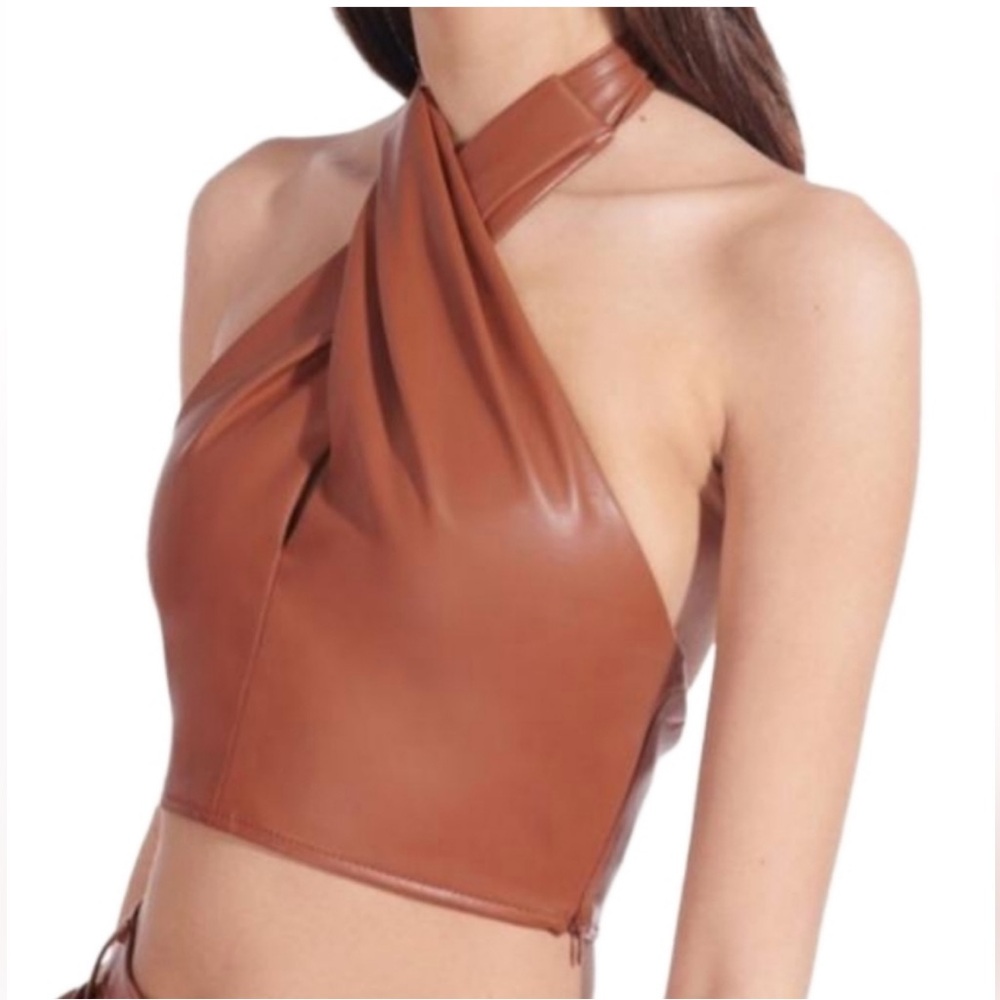 New with tags STAUD KAI TOP WHISKEY - BROWN VEGAN LEATHER. Soft and stretchy 
2